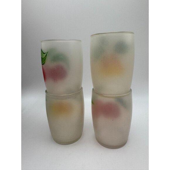 4 Bartlett Collins Gay Fad Handpainted Fruits juice glasses 3.25" Vintage - Picture 4 of 8